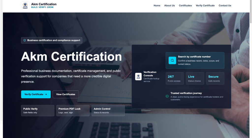 AKM Certification Public Verification Console Preview