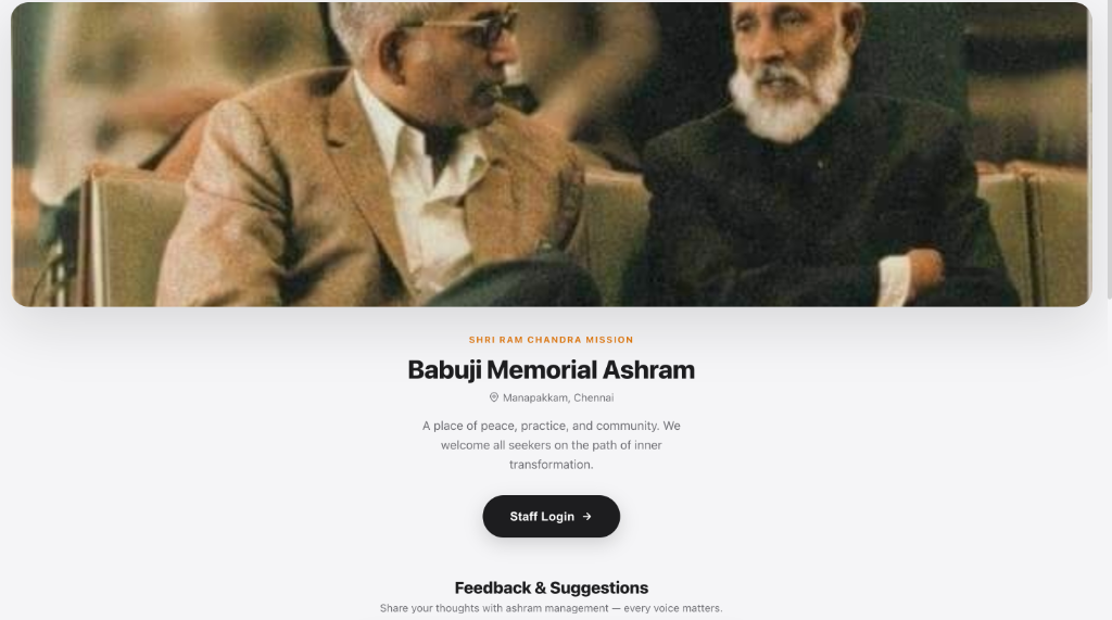 Babuji Memorial Ashram Chariji Portal Preview