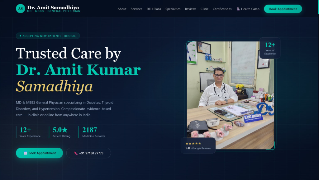 Dr. Amit Samadhiya Medical Practice Website Preview