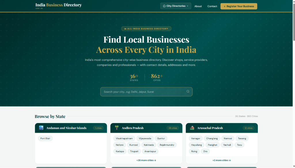 India Business Directory IDBF.IN Website Preview