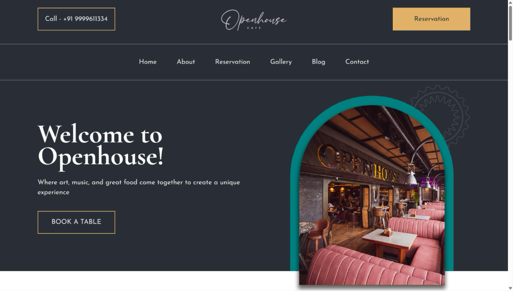 Openhouse Cafe Website Preview